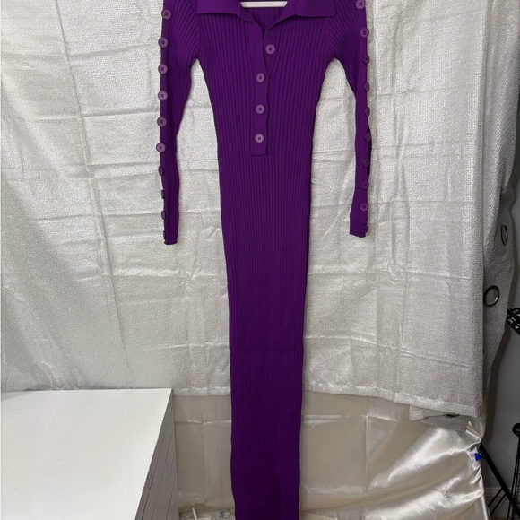 Hanifa Mira Elegant Purple Ribbed Knit Dress, size L, NWOT - Picture 11 of 11